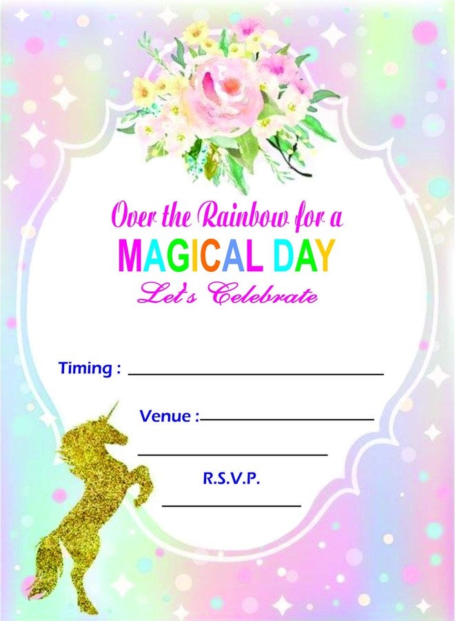 Askprints Birthday Metallic Card Invitations with Envelopes - Kids Birthday Party Invitations for Boys or Girls (25 Count) BIC-1017 (Colourfull) - Image 1